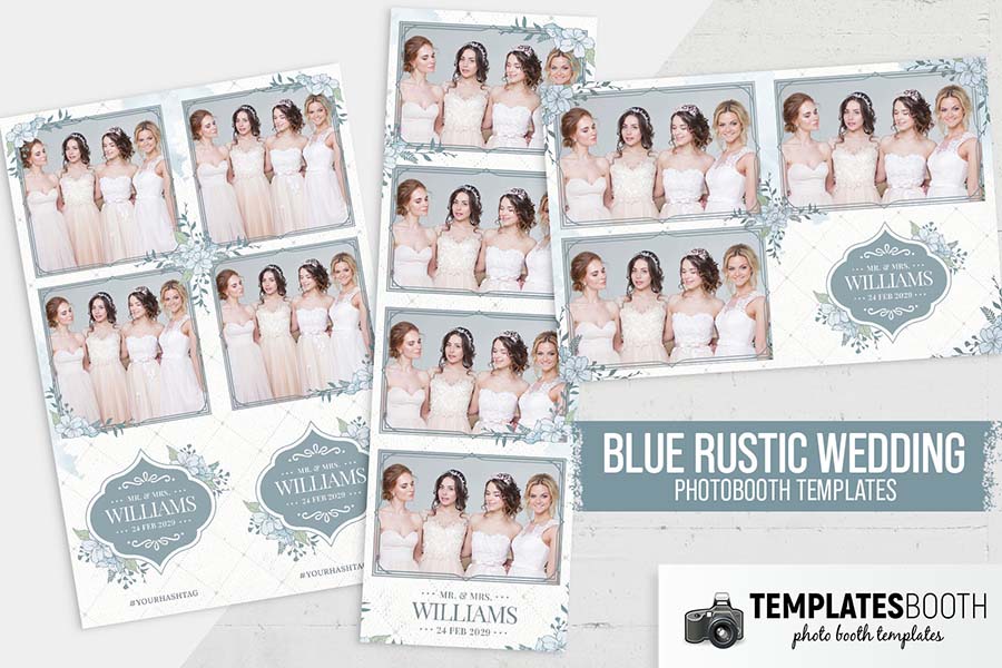 Blue Rustic Wedding Photo Booth Template