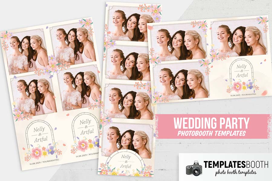 Free Colourful Flowers Photo Booth Template