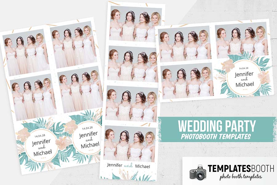 Free Tropical Leaves Photo Booth Template